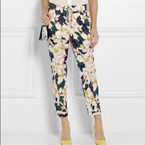 J. Crew Floral Cuffed Ankle Pants Size 4 Drawstring Elastic Waist Pockets
